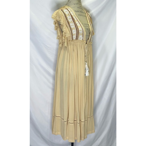 Free People Will Wait For You Midi in Garbanzo Bean Combo Dress XS (Oversize) - Picture 3 of 11